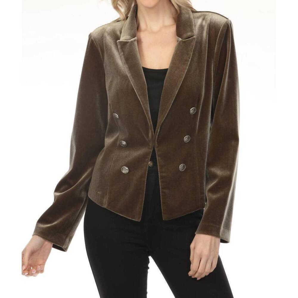 NEW JOSEPH RIBKOFF double-breasted velvet blazer jacket in khaki